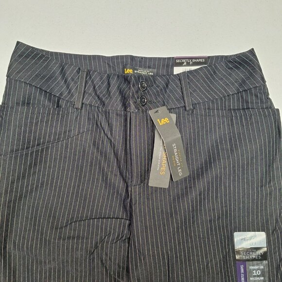 Lee Straight Leg Pants Regular Fit Business Soft Women 10 Secretly Shape Perfect - Picture 2 of 8